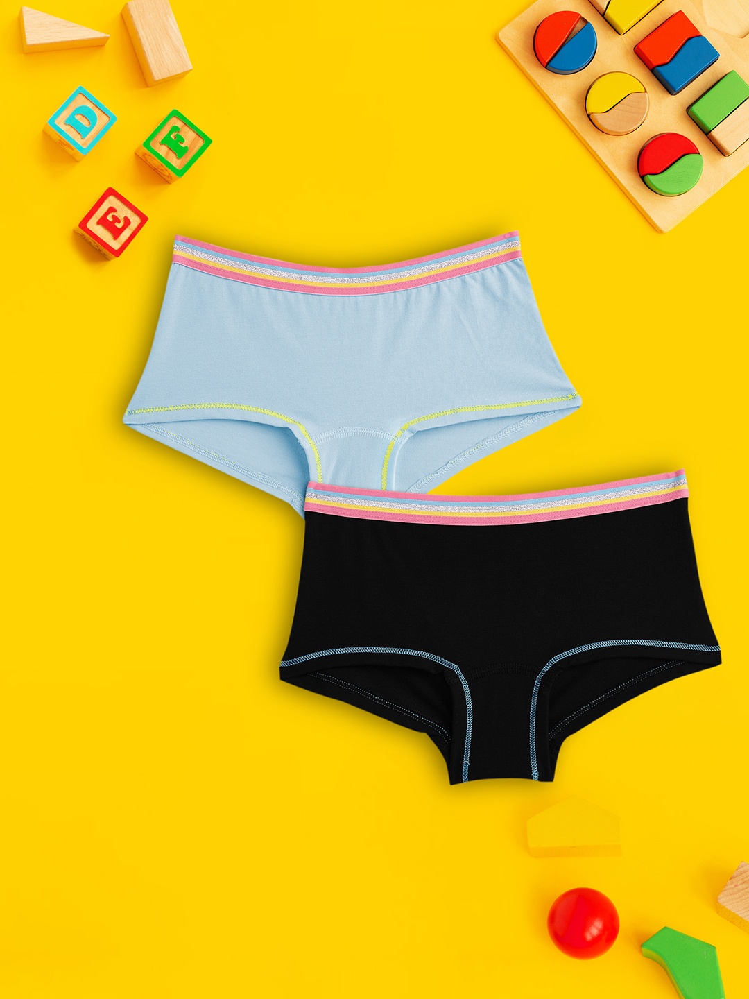 

XY Life Kids Girls Pack Of 2 Primary Intellisoft Tencel Modal Briefs, Blue