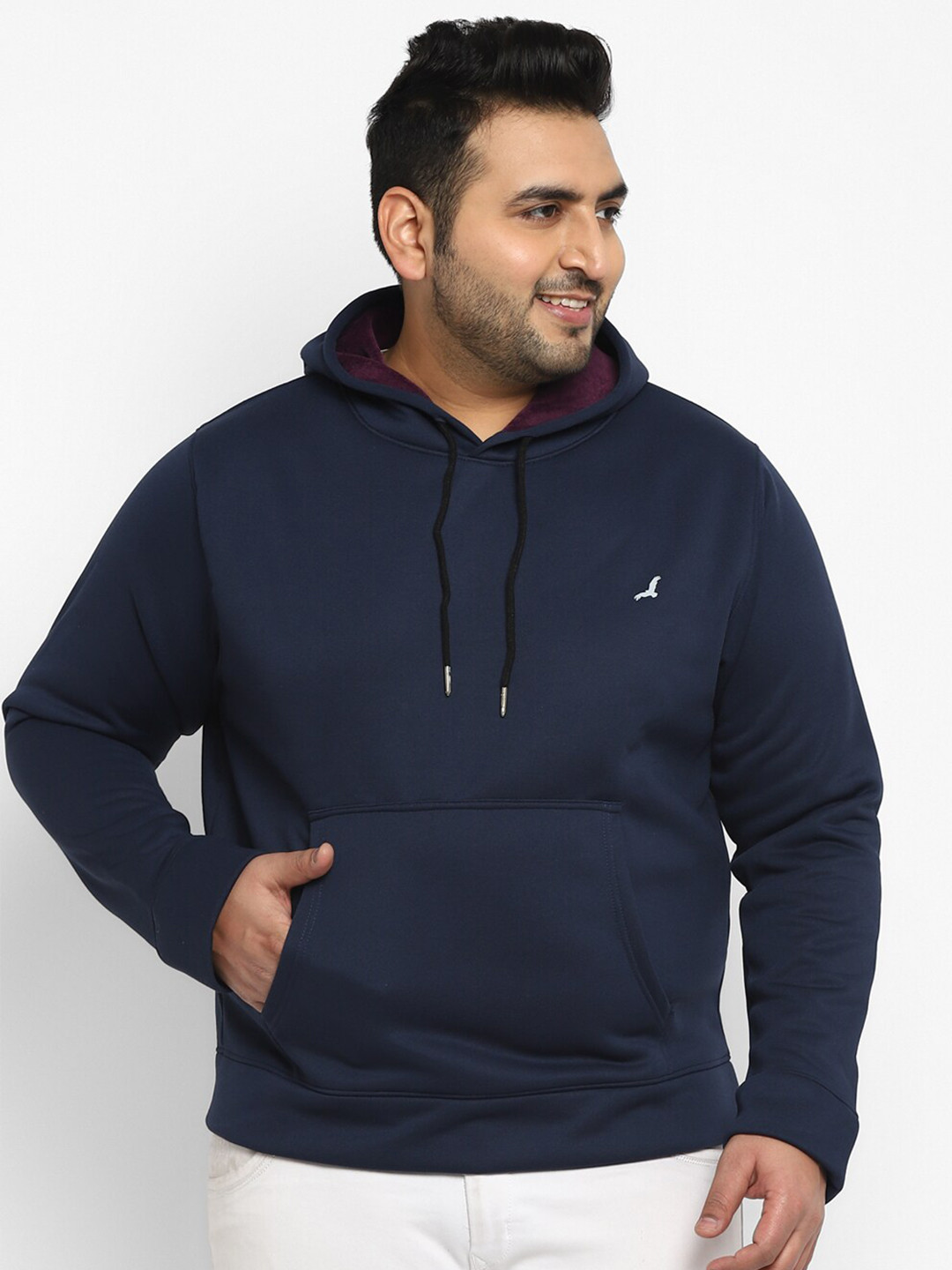 

American Crew Plus Men Navy Blue Hooded Sweatshirt