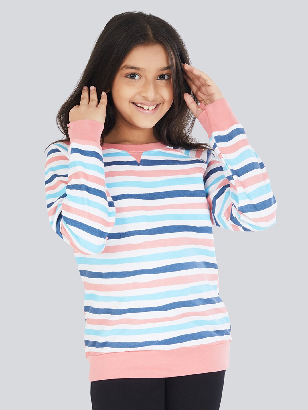 

Olele Girls Multicoloured Striped Sweatshirt, Multi