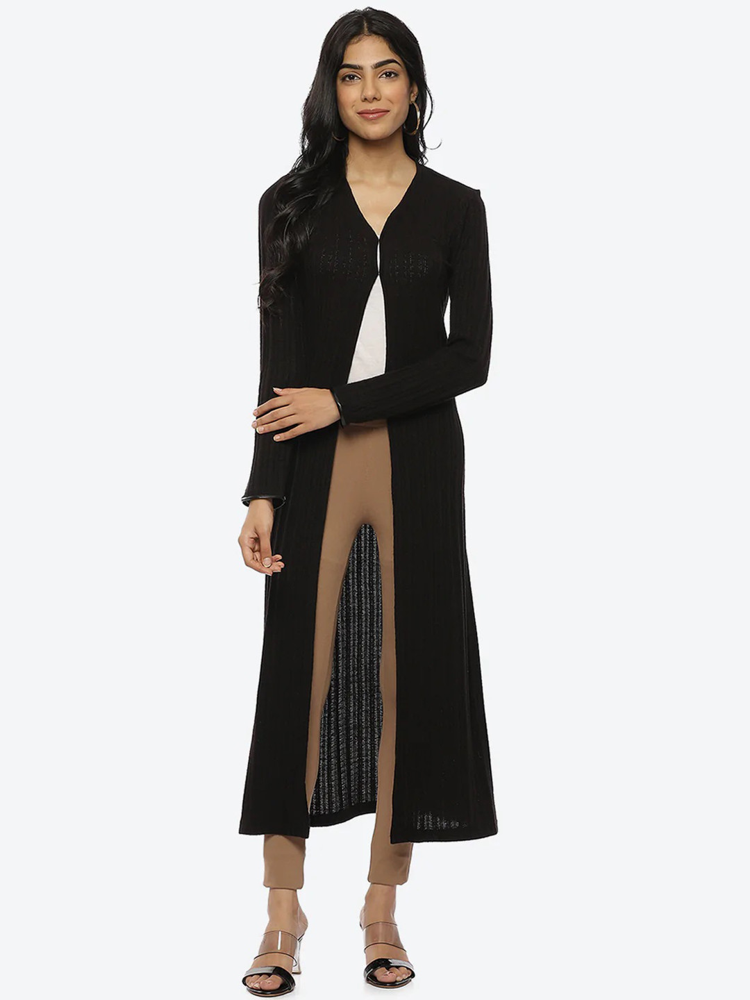 

Lakshita Women Black Longline Sheer Shrug