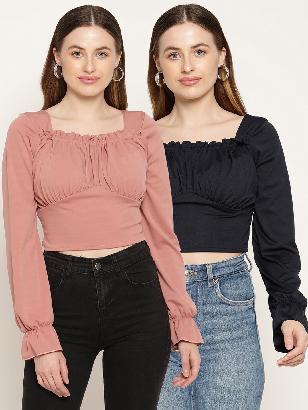 

Miaz Lifestyle Pack Of 2 Crop Top, Pink