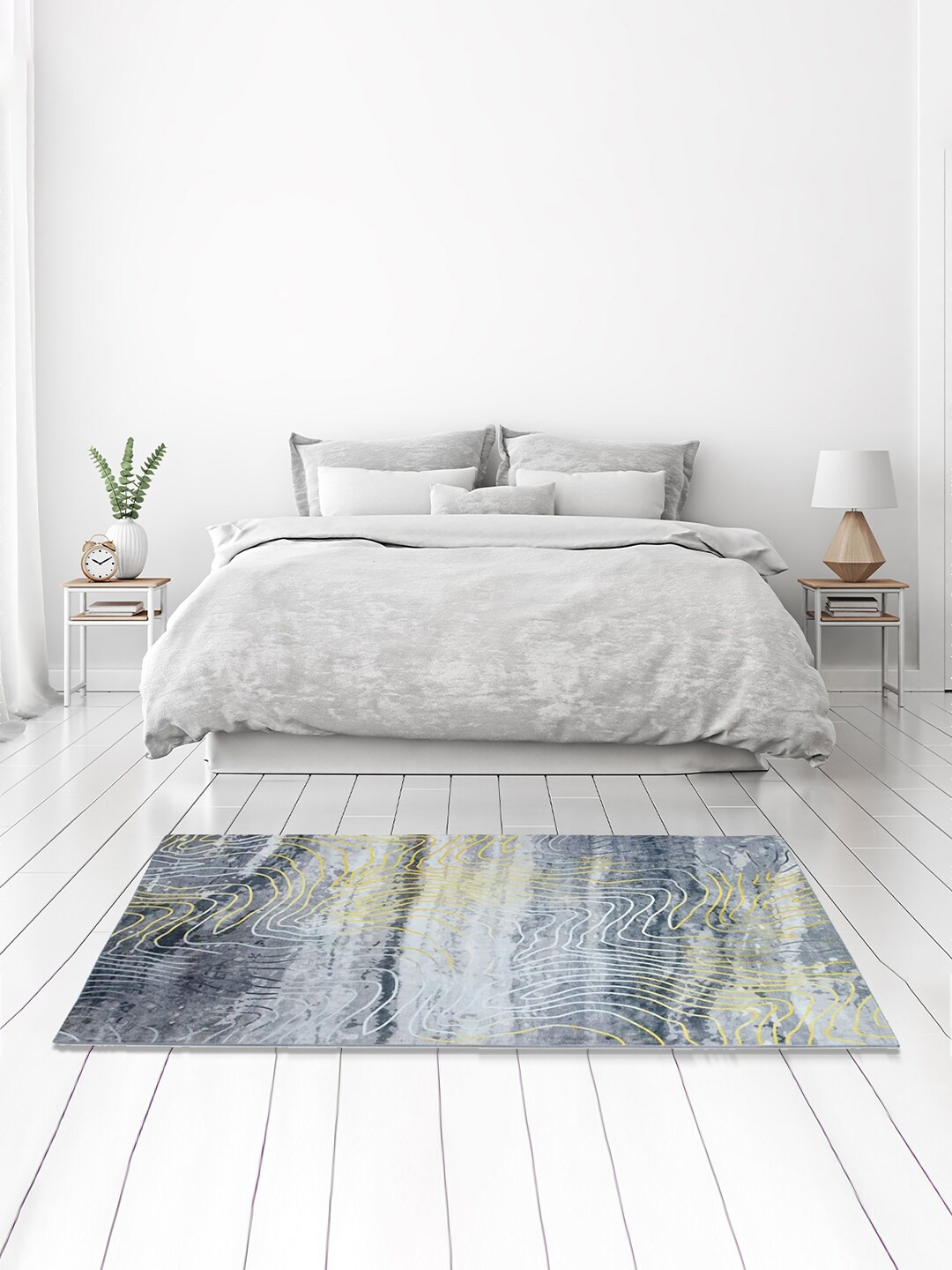 

Athome by Nilkamal Unisex Grey & Yellow Printed Carpets