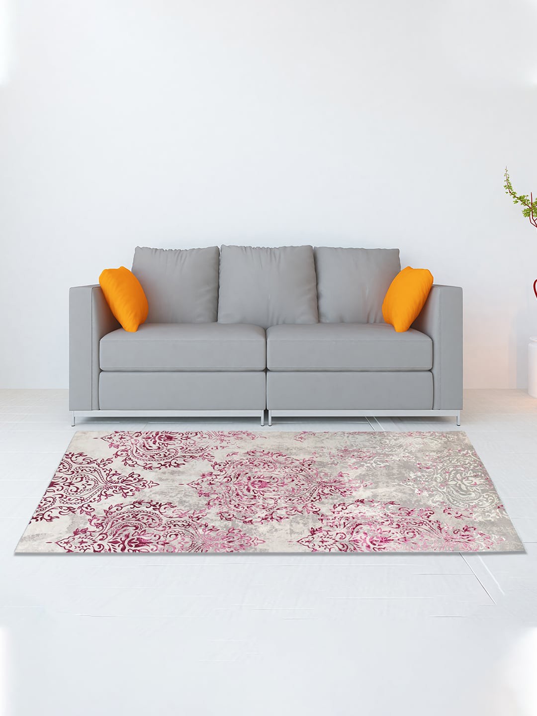 

Athome by Nilkamal Beige & Pink Printed Anti-Skid Carpets