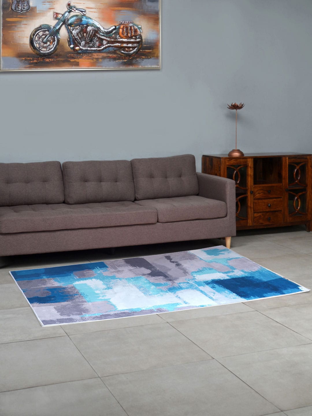 

Athome by Nilkamal Blue & Grey Abstract Floor Carpet