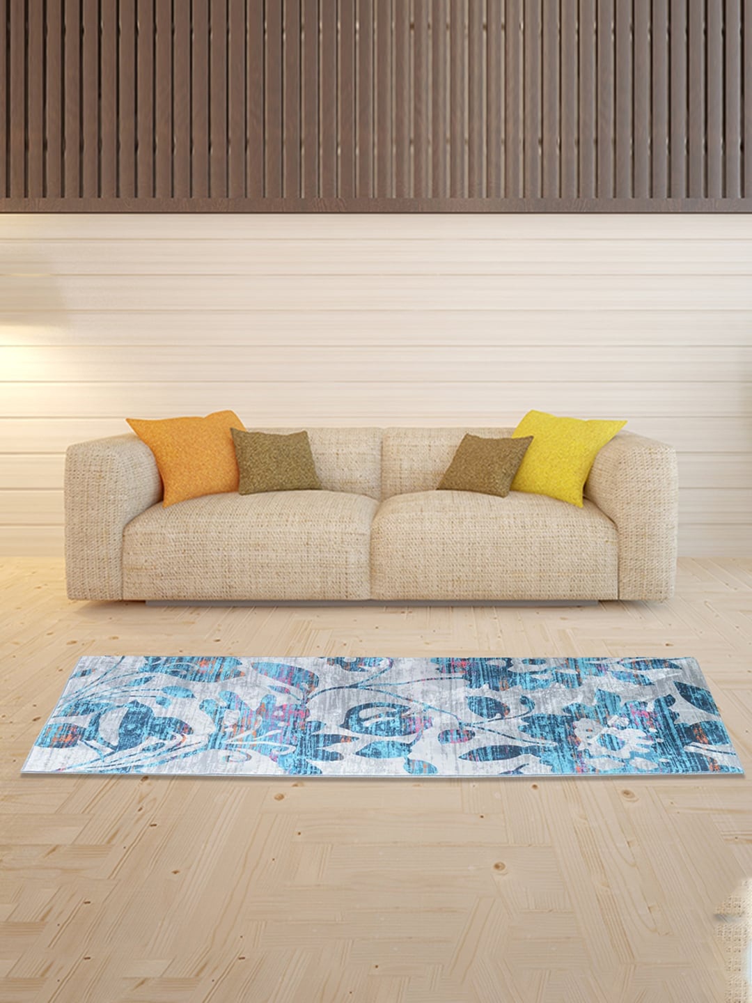 

Athome by Nilkamal Grey & Blue Printed Floor Carpet