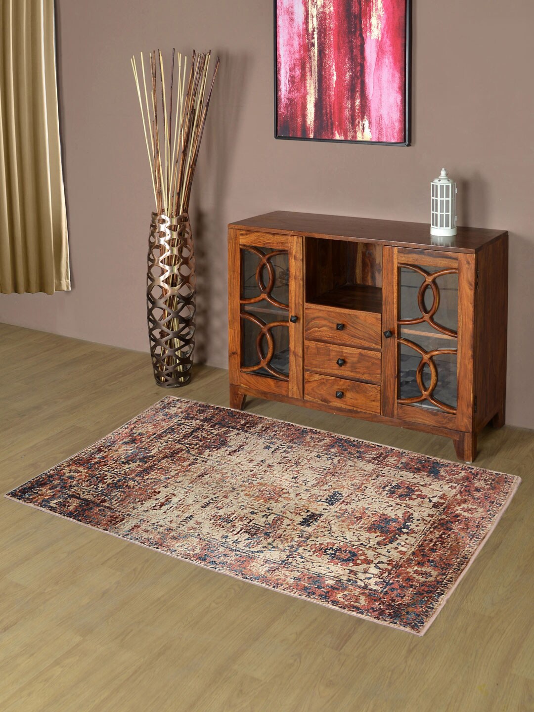 

Athome by Nilkamal Brown & Blue Printed Anti-Skid Carpets