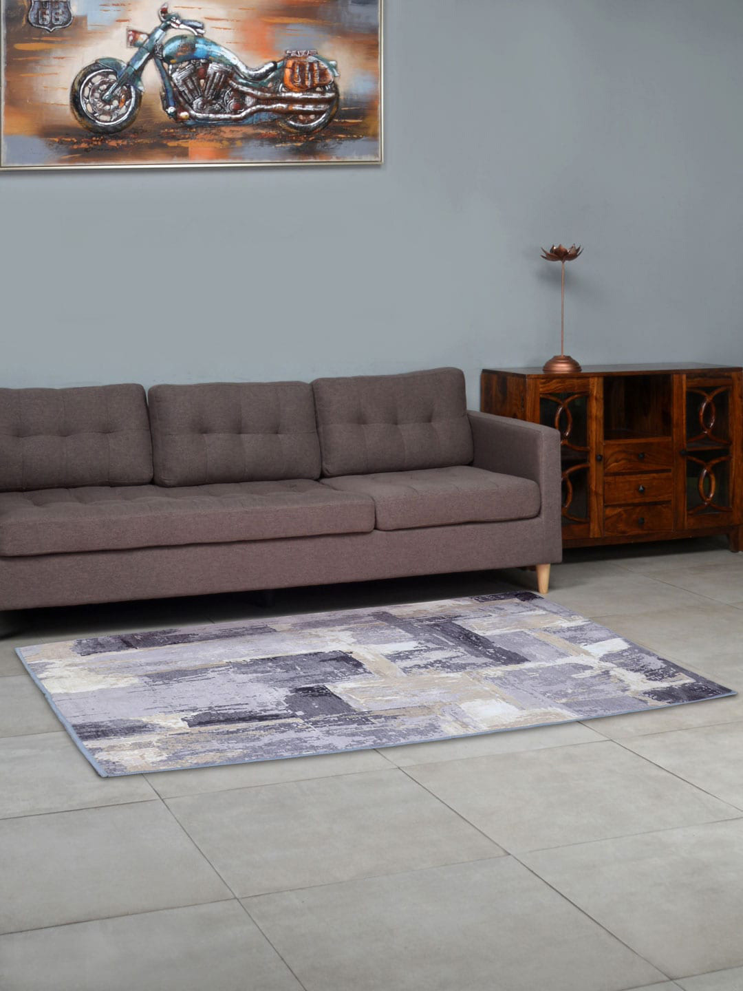 

Athome by Nilkamal Grey Abstract Printed Carpet