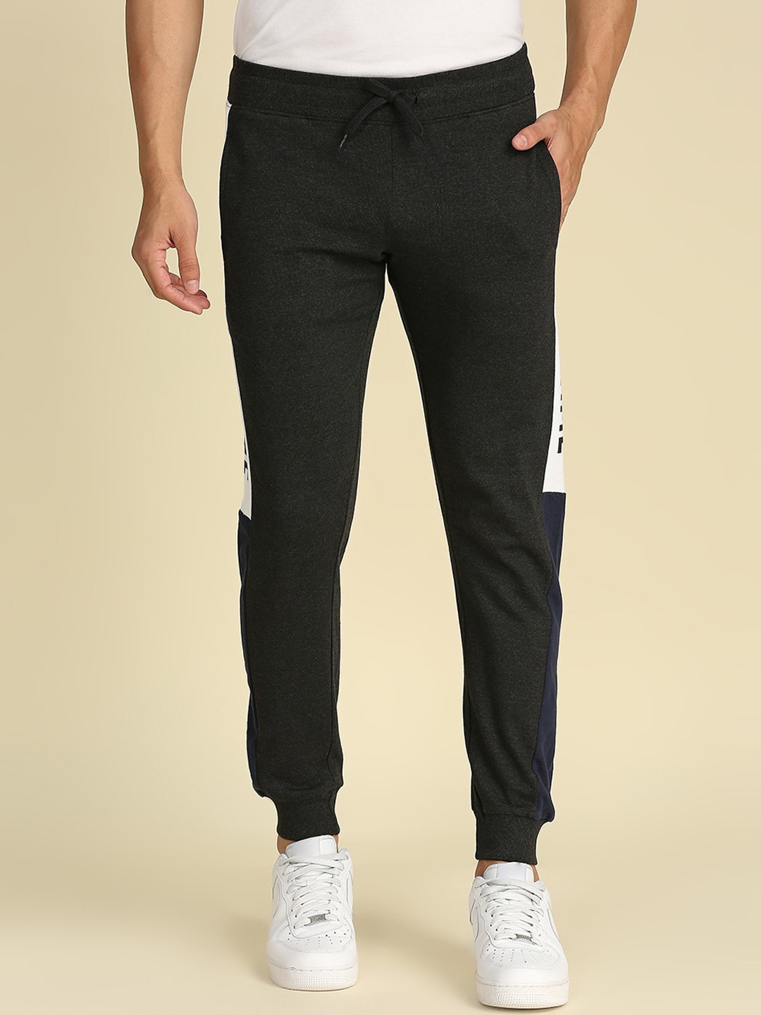 

High Star Men Charcoal Solid Track Pants