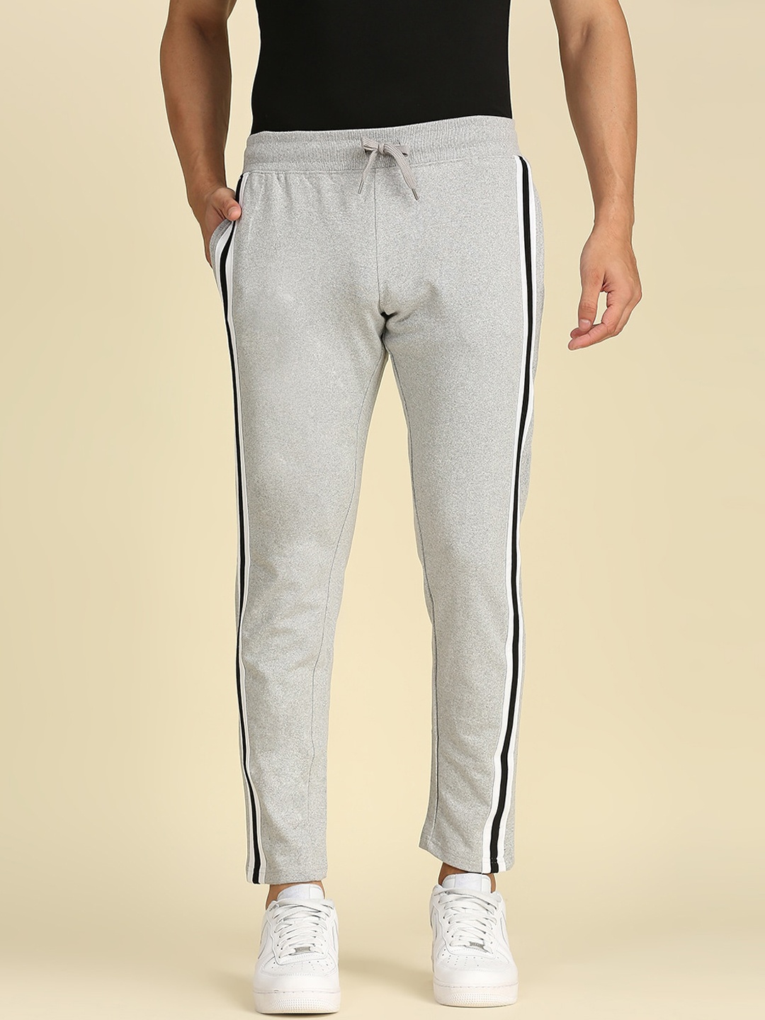 

High Star Men Grey Melange Solid Slim-Fit Joggers