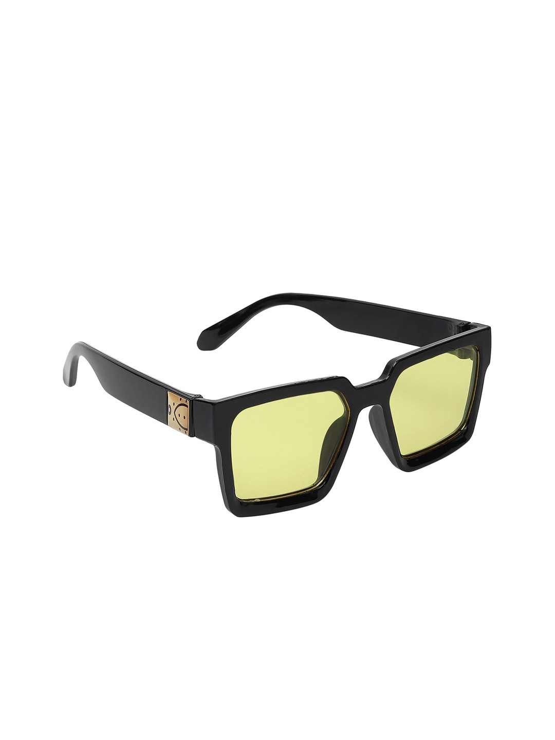 

CRIBA Unisex Yellow Lens & Black Square Sunglasses with UV Protected Lens