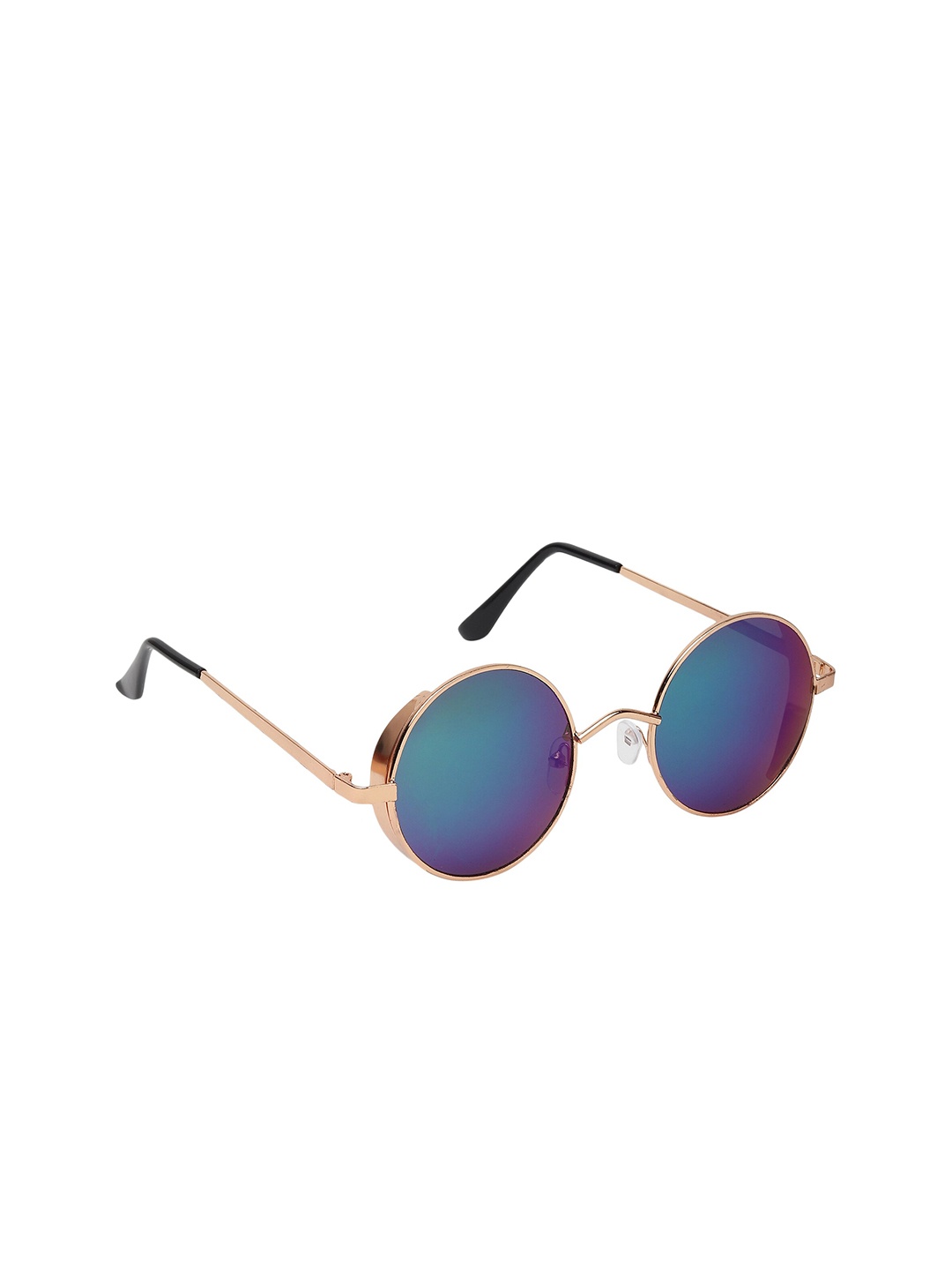 

CRIBA Unisex Blue Lens & Gold-Toned Round Sunglasses with UV Protected Lens