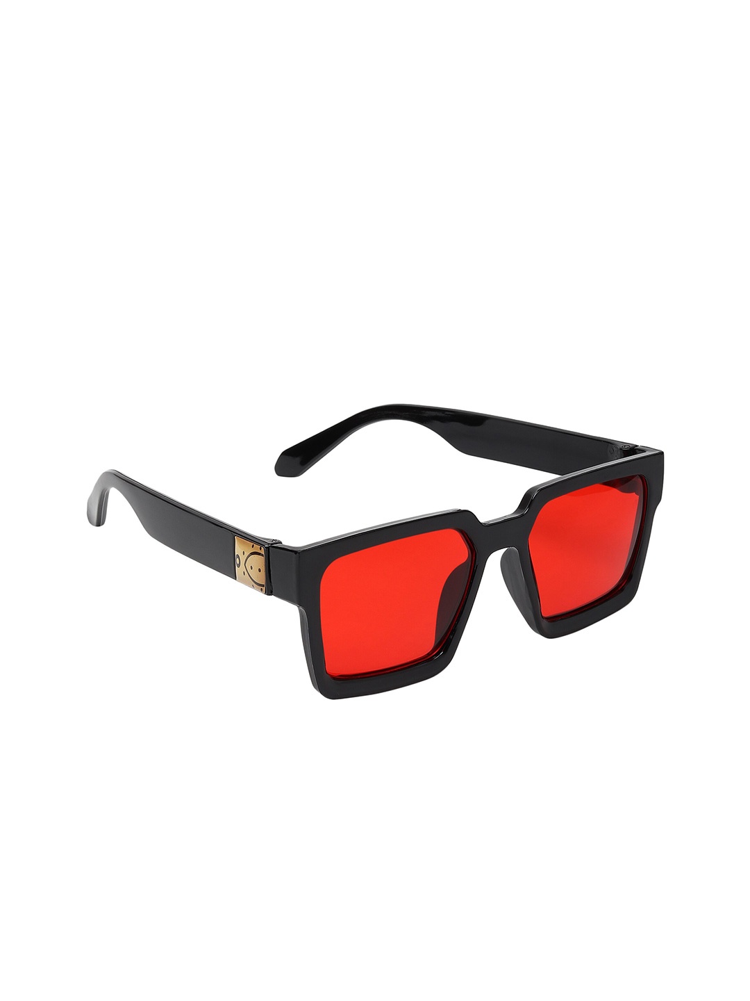 

CRIBA Unisex Red Lens & Black Square Sunglasses with UV Protected Lens