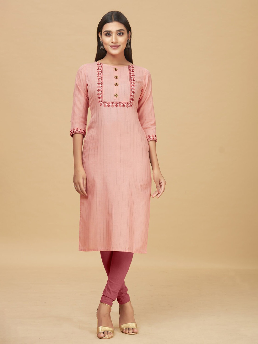 

nirja Fab Women Pink Floral Embroidered Kurta