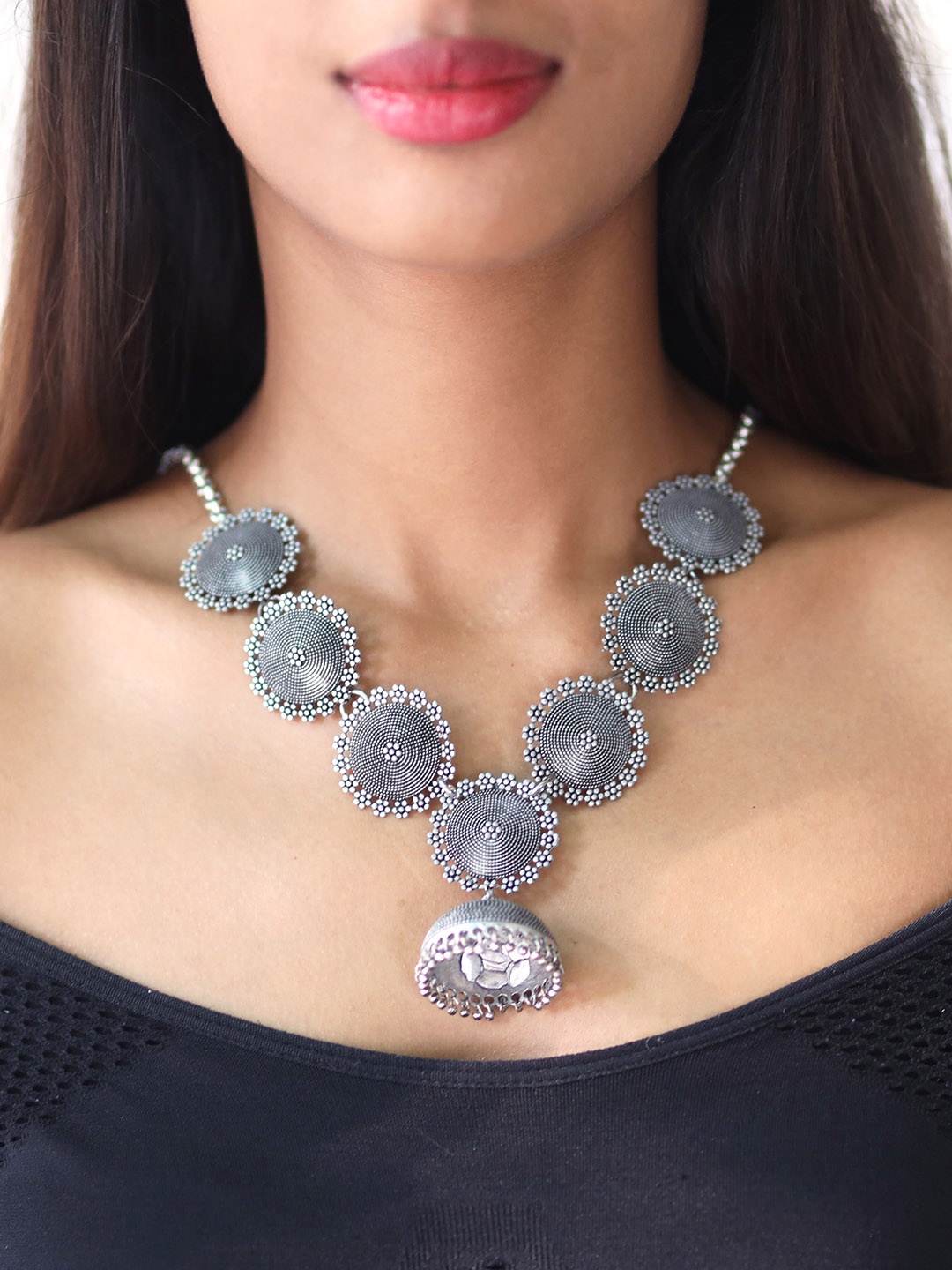 

Ayesha Women Silver-Plated Ethnic Oxidized Choker Necklace
