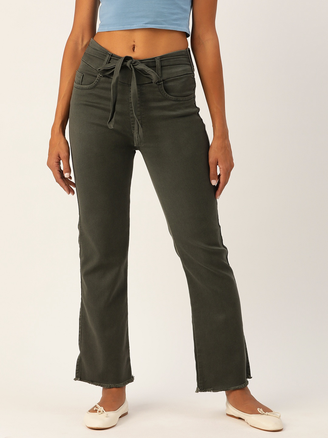 

BROOWL Women Green London Bootcut High-Rise Stretchable Jeans