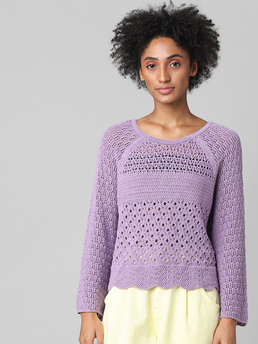 

ONLY Women Purple long sleeves round neck Top