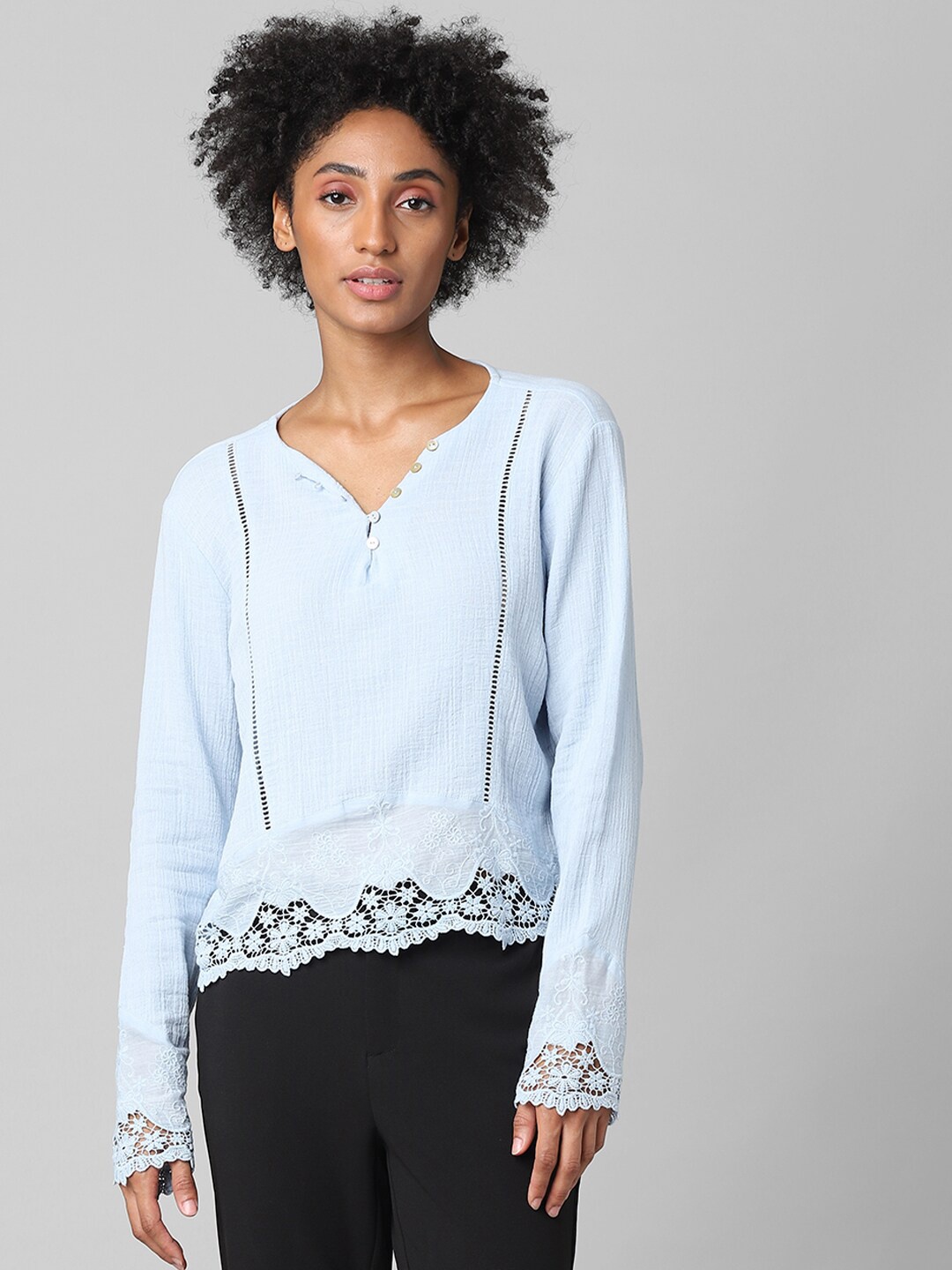 

ONLY Women lace Blue Top