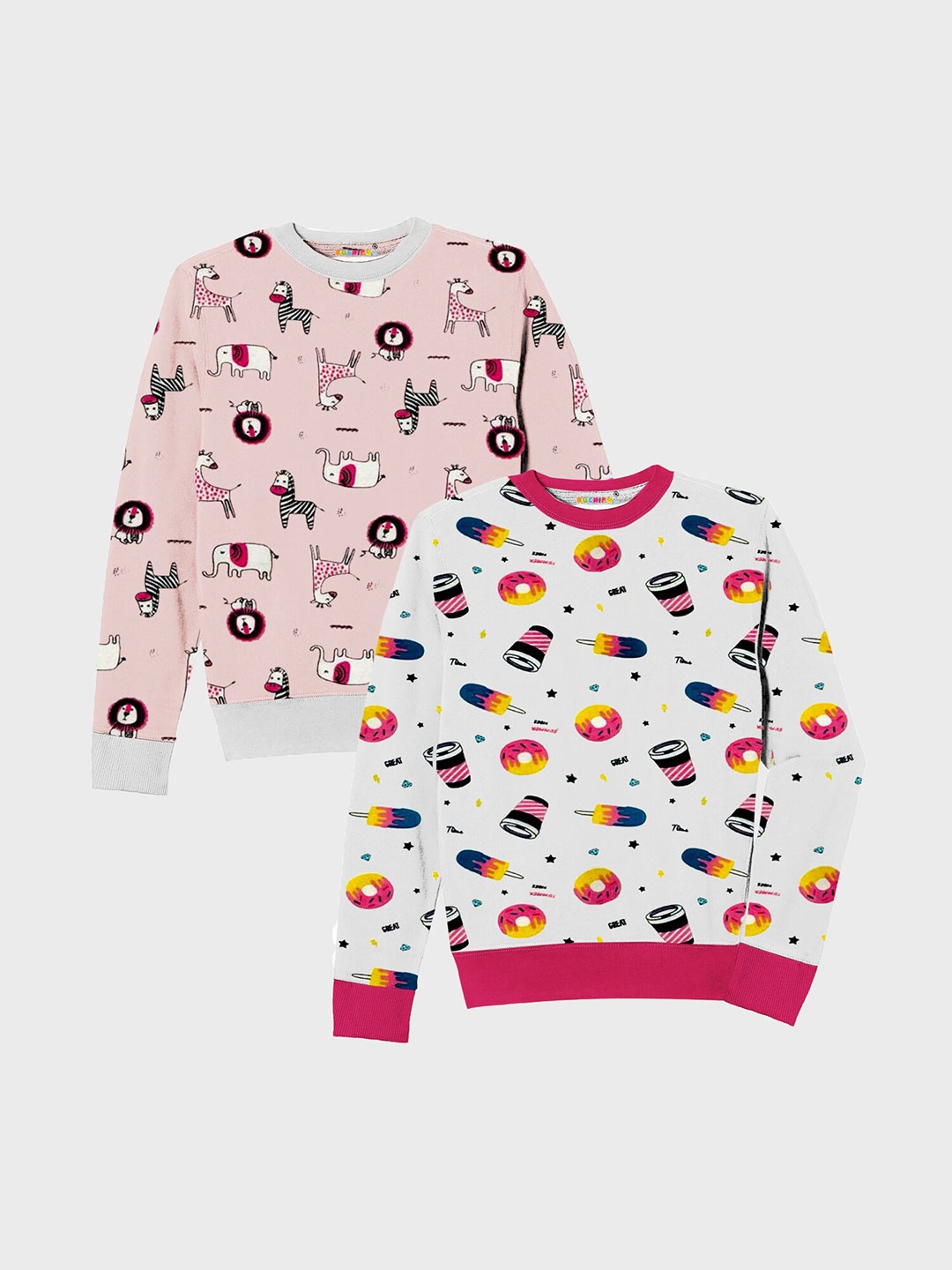 

KUCHIPOO Girls Multicoloured Printed Sweatshirt, Multi