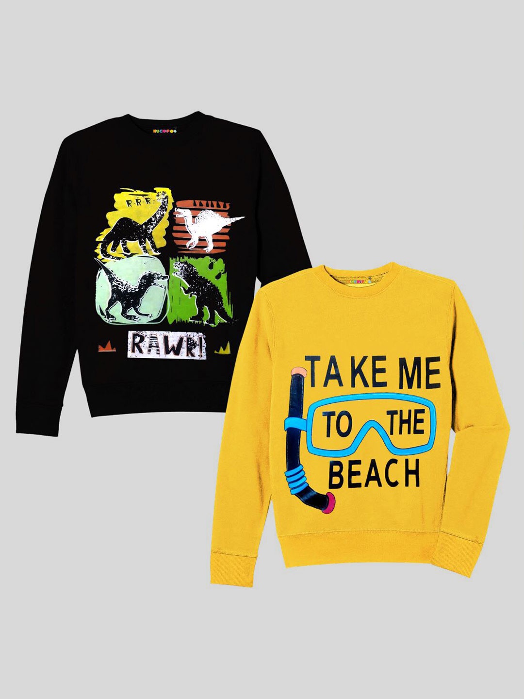 

KUCHIPOO Kids Pack Of 2 Yellow & Black Printed Sweatshirts