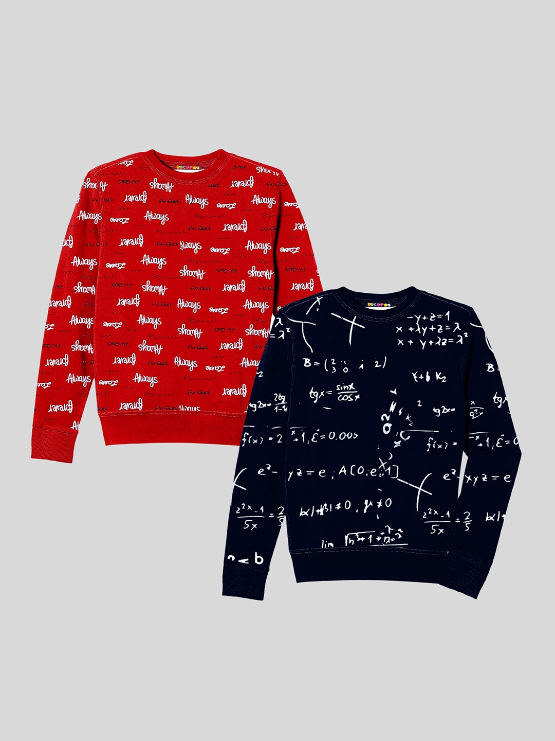 

KUCHIPOO Pack of 2 Black & Red Printed Sweatshirt