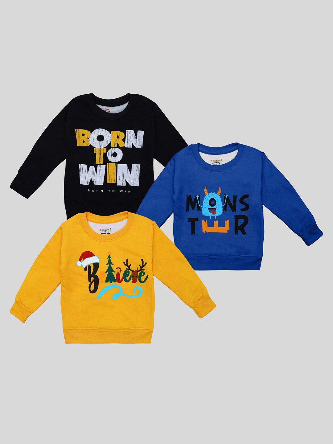 

KUCHIPOO Kids 3 Printed Sweatshirt, Multi