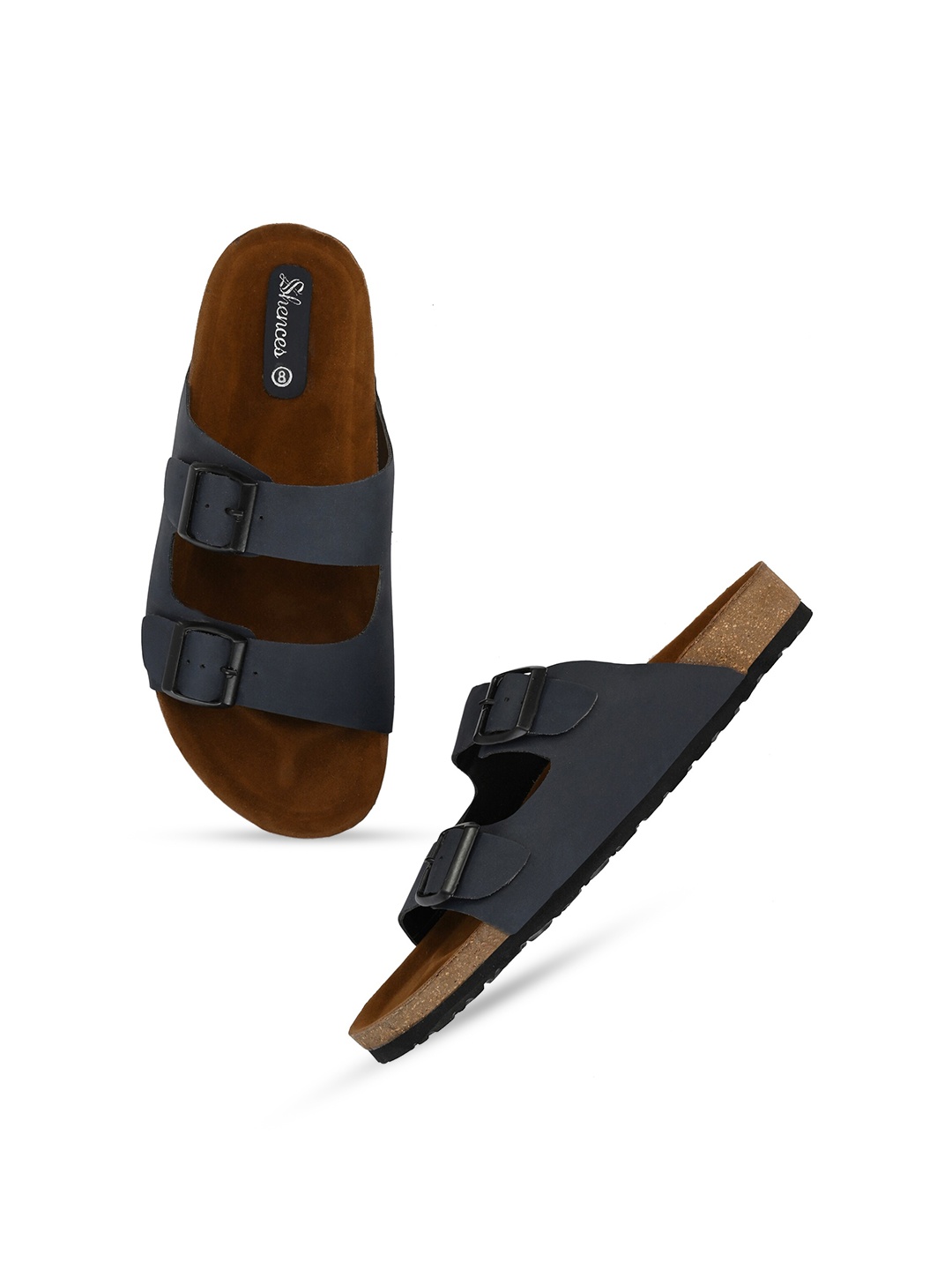 

SHENCES Men Blue & Brown Comfort Sandals