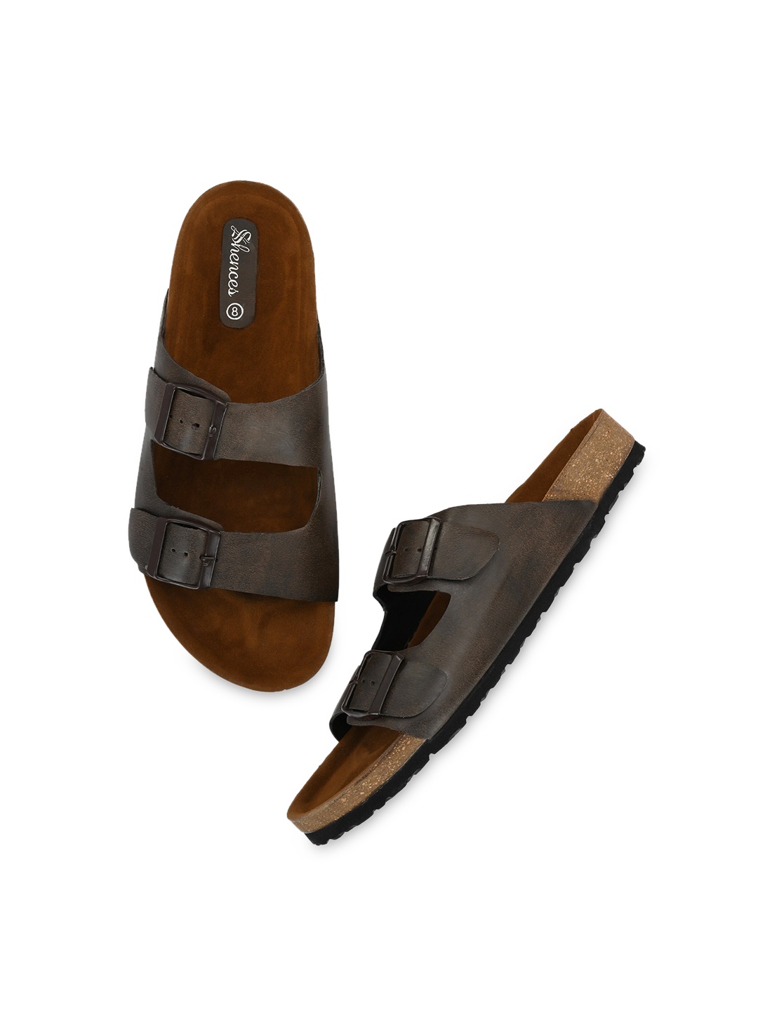 

SHENCES Men Brown & Coffee Brown Comfort Sandals