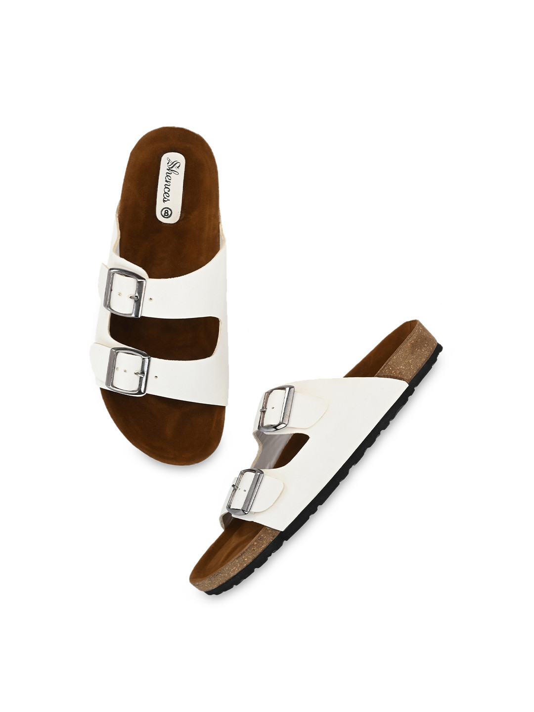

SHENCES Men White & Brown Comfort Sandals