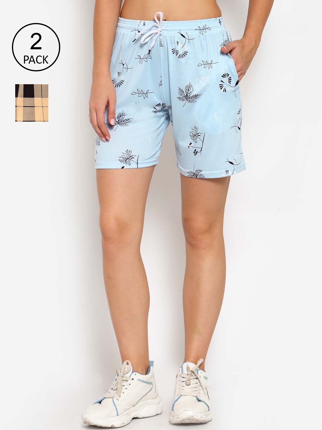

KLOTTHE Women Blue Floral Printed Outdoor Shorts
