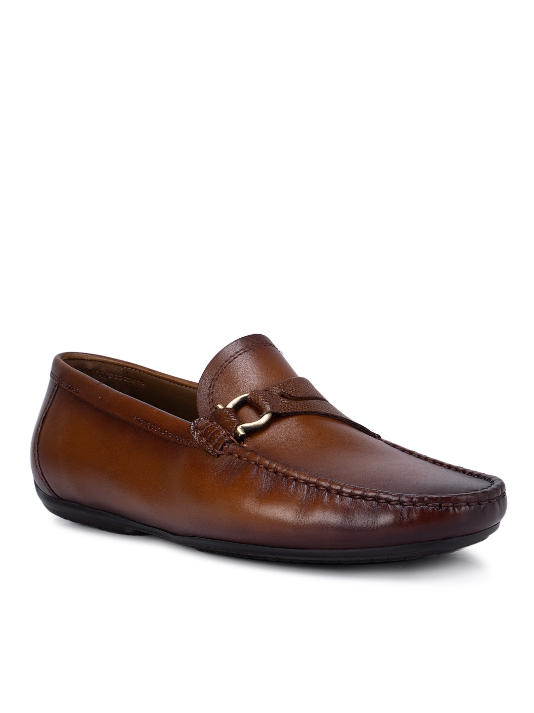 

ROSSO BRUNELLO Men Black Textured Leather Loafers