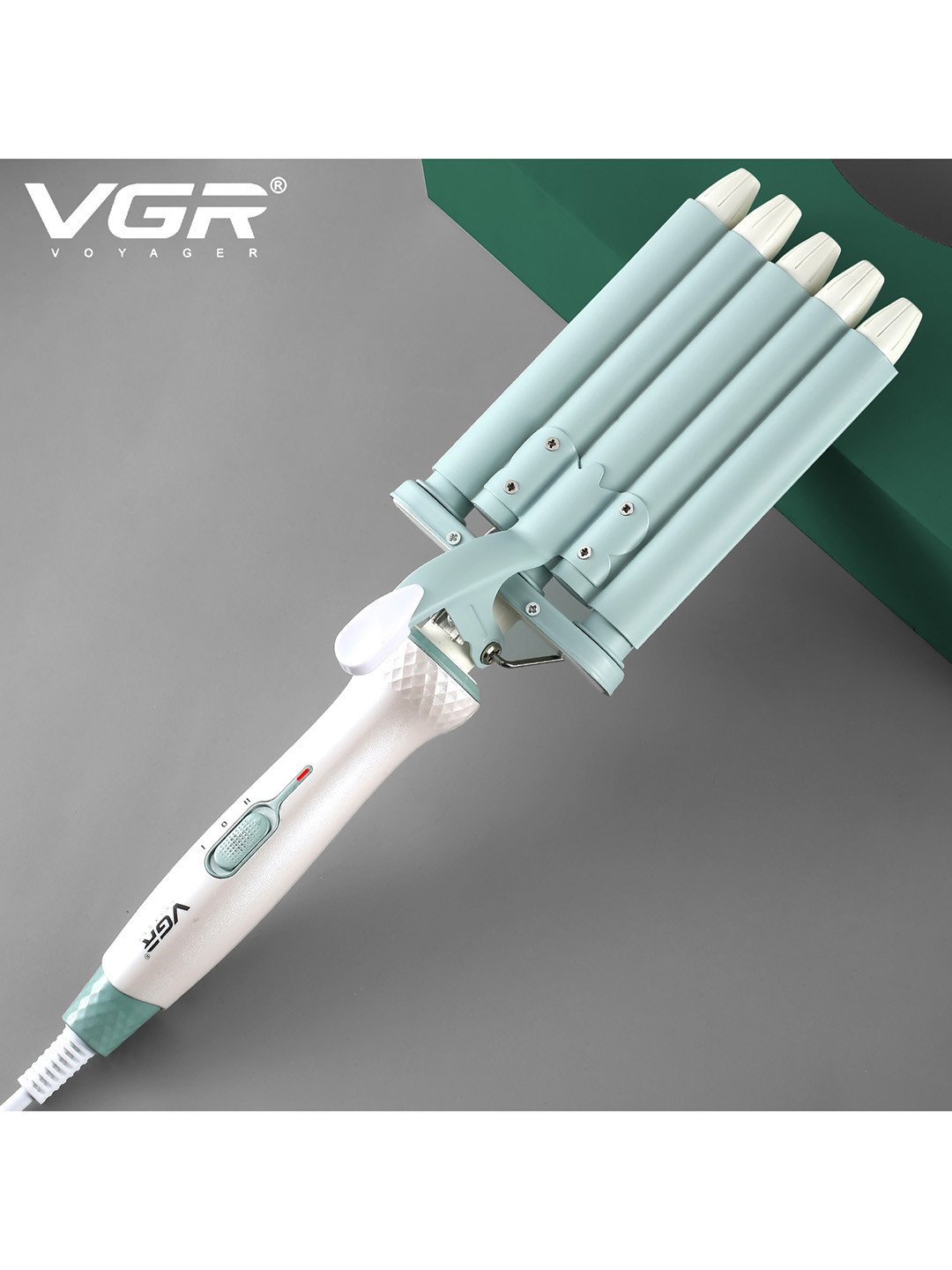 

VGR V-597 Professional 5 Barrel Electric Hair Curler with 30 Sec Warm Up - Green & White, Sea green
