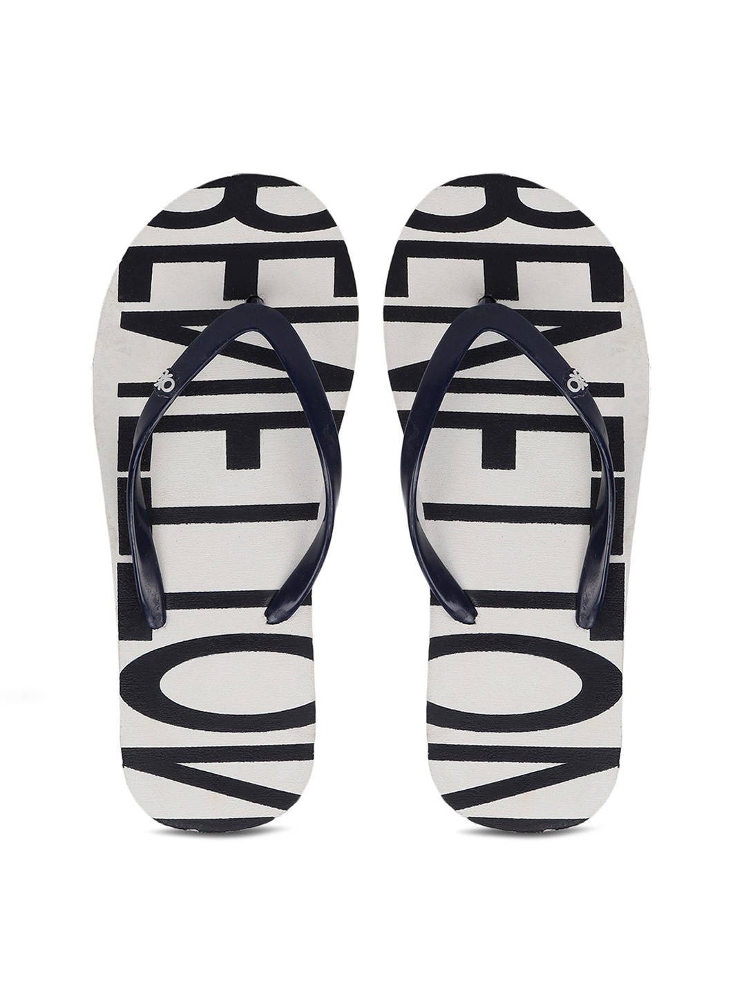 

United Colors of Benetton Women White & Black Printed Rubber Thong Flip-Flops