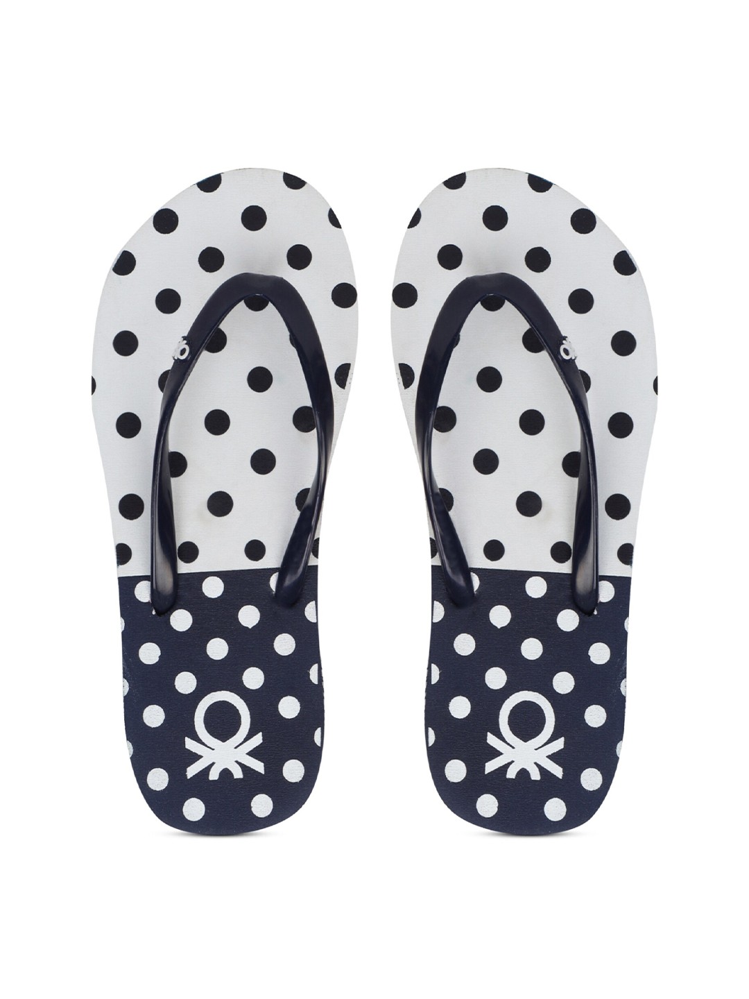 

United Colors of Benetton Women Navy Blue & White Printed Rubber Thong Flip-Flops