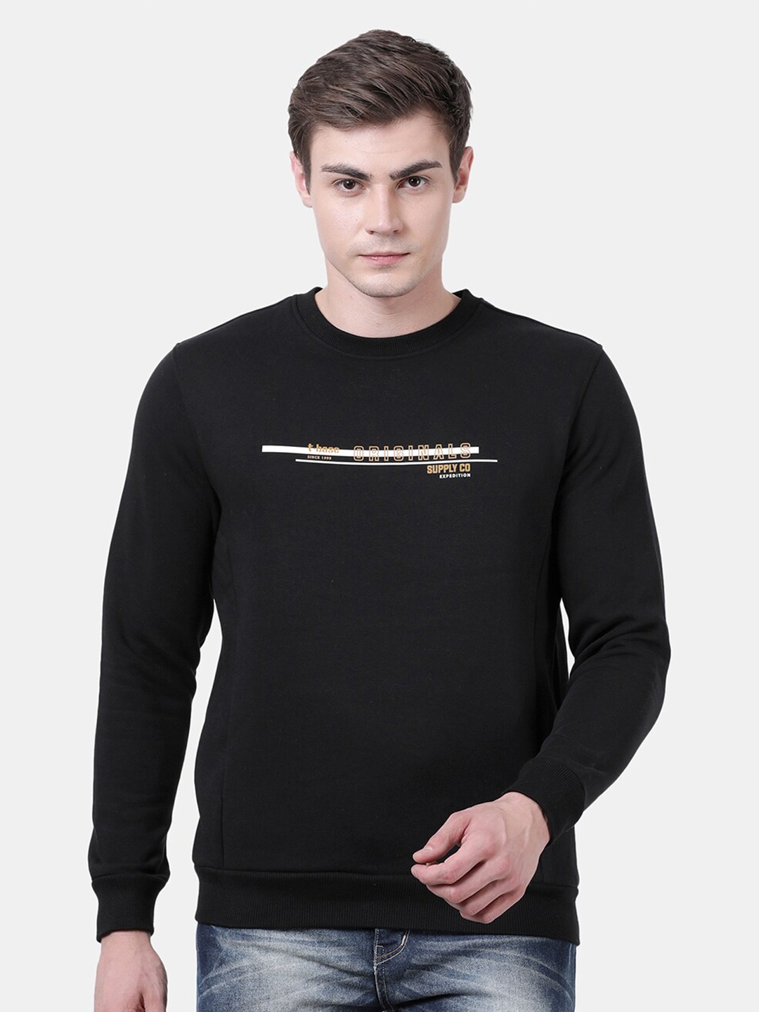 

t-base Men Black Printed Sweatshirt