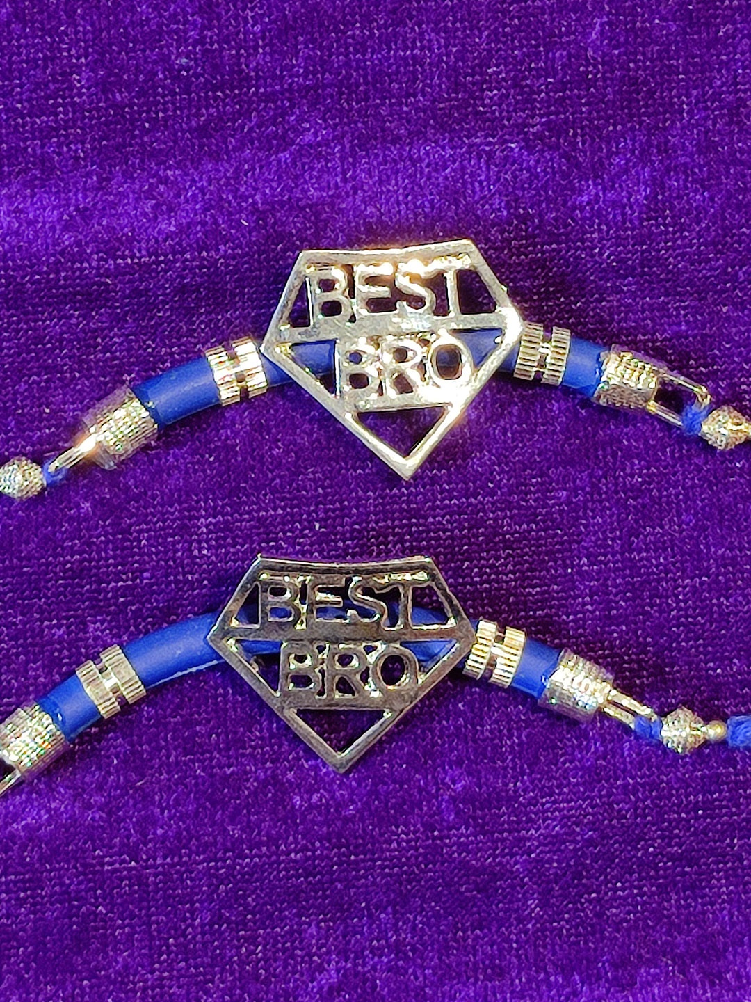 

CRAYTON Men Set Of 2 Silver-Toned & Blue Best Bro Tie-Up Rakhi