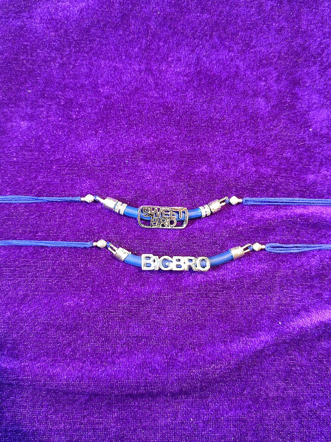 

CRAYTON Men Set Of 2 Silver-Toned & Blue Big Sweet Bro Tie-Up Rakhi