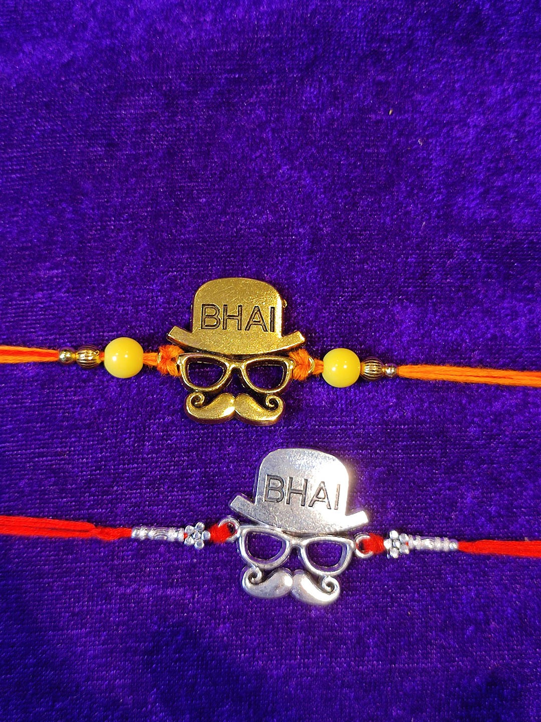 

CRAYTON Set Of 2 Beaded Cool Bhai Rakhi, Gold