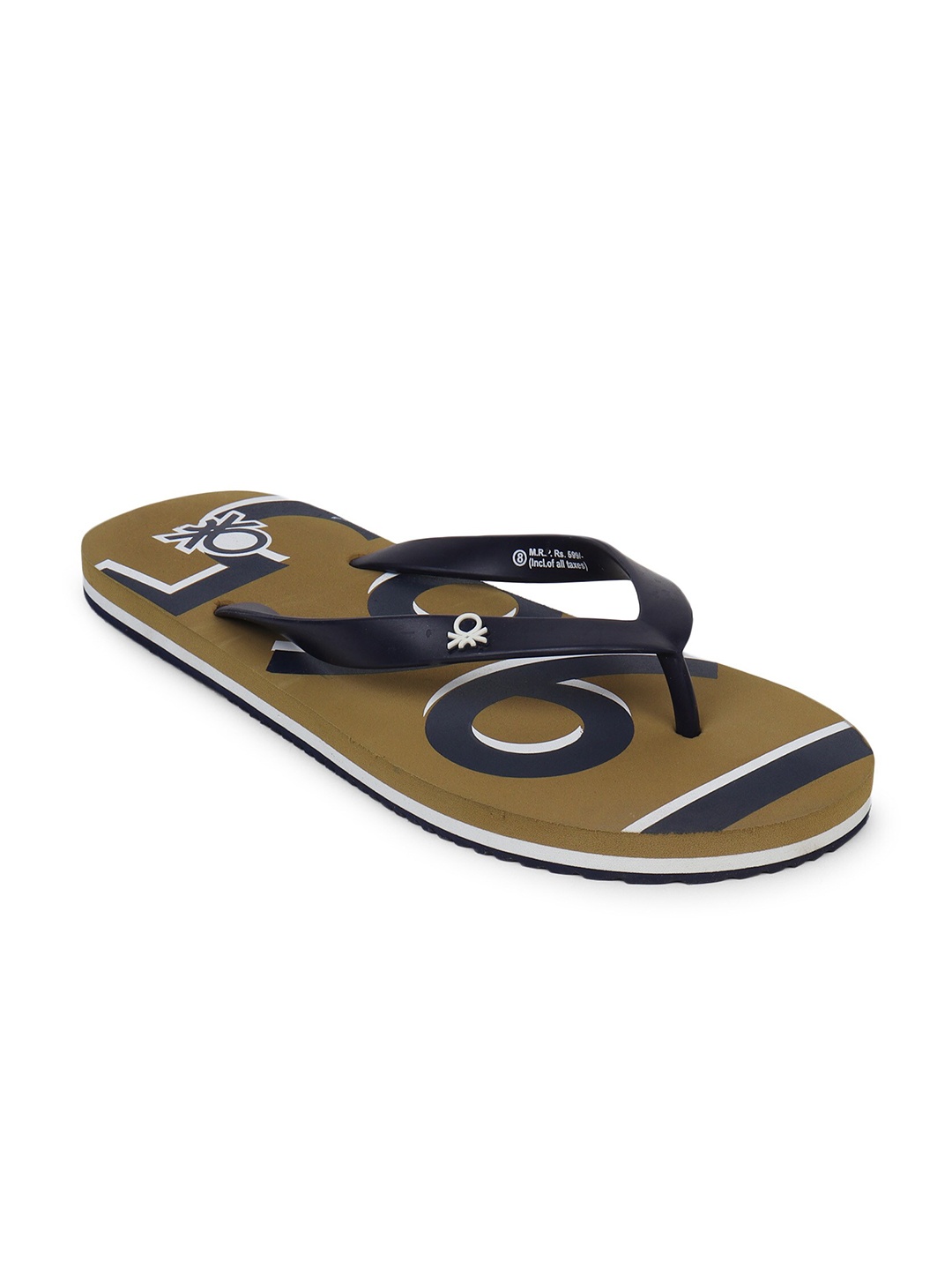 

United Colors of Benetton Men Navy Blue & Brown Printed Thong Flip-Flops