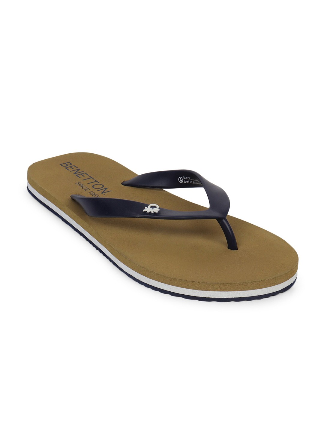 

United Colors of Benetton Men Khaki & Black Printed Thong Flip-Flops