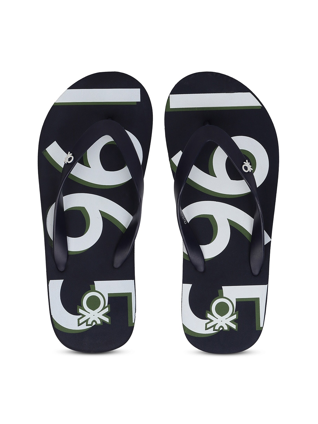 

United Colors of Benetton Men Navy Blue & White Printed Thong Flip-Flops