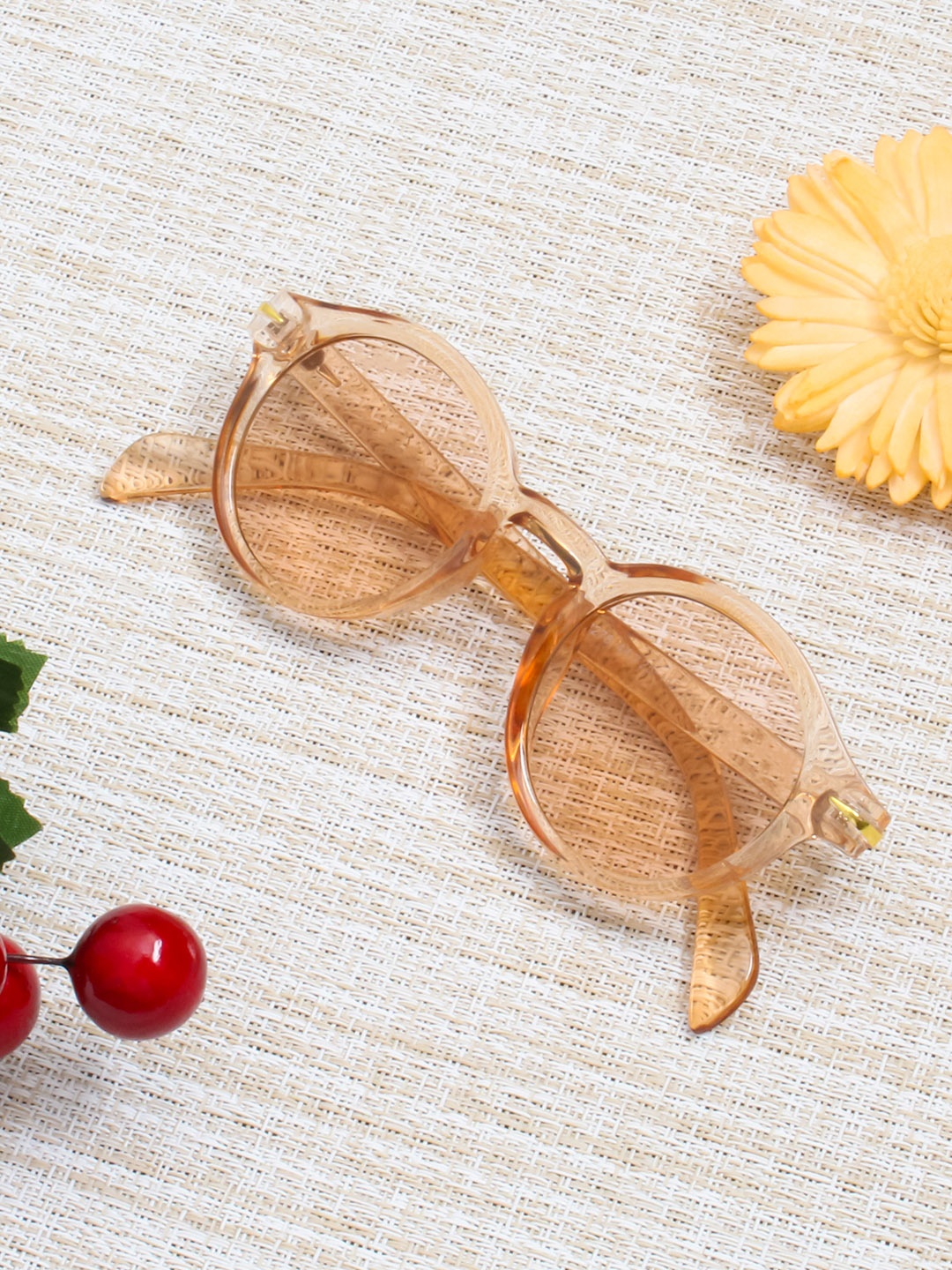 

Gold Berg Unisex Brown Lens & Brown Round Sunglasses with UV Protected Lens
