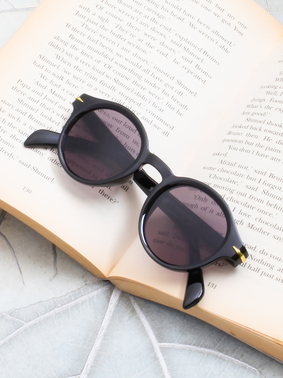 

Gold Berg Unisex Black Lens & Black Round Sunglasses with UV Protected Lens