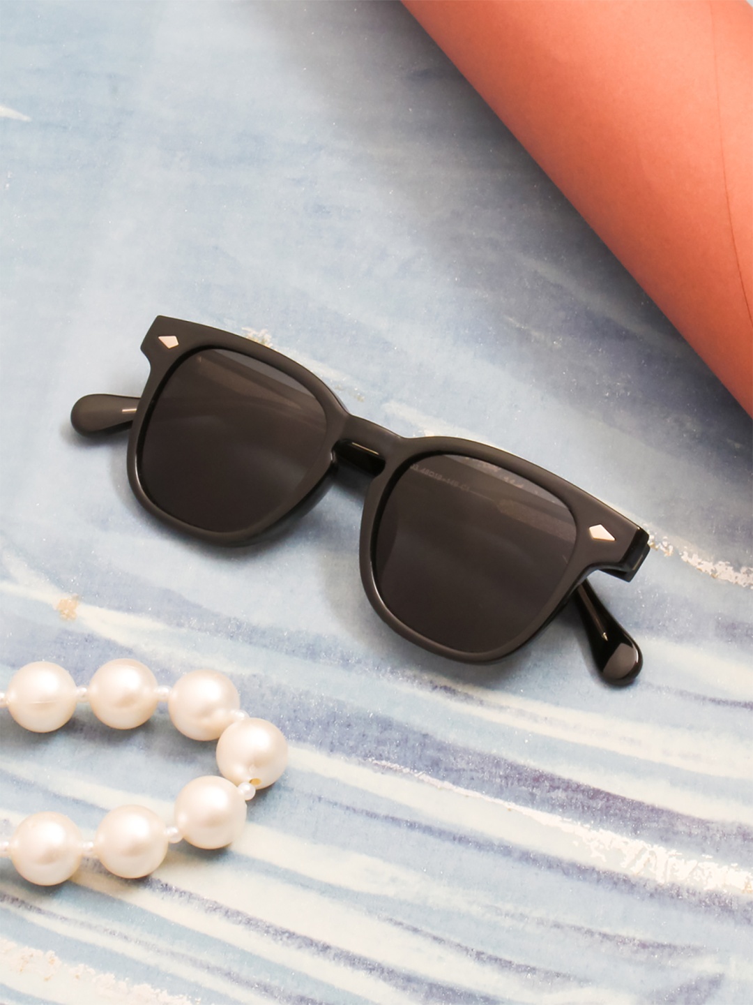 

Gold Berg Unisex Grey Lens & Black Square Sunglasses with UV Protected Lens