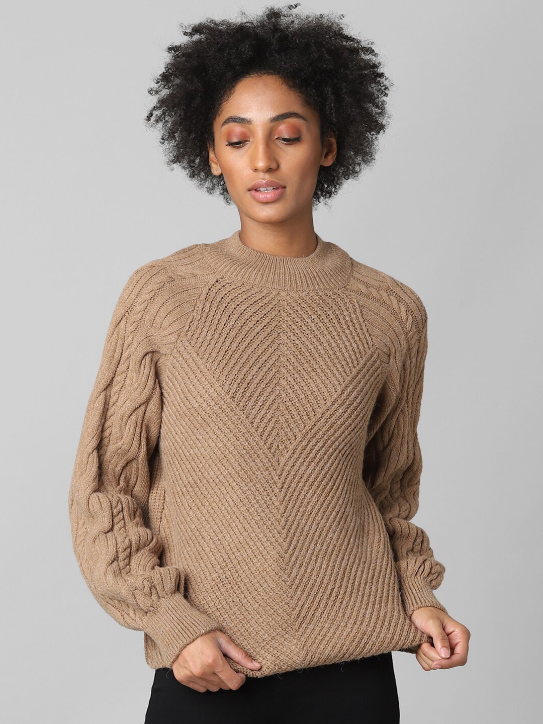 

ONLY Women Brown Striped Pullover