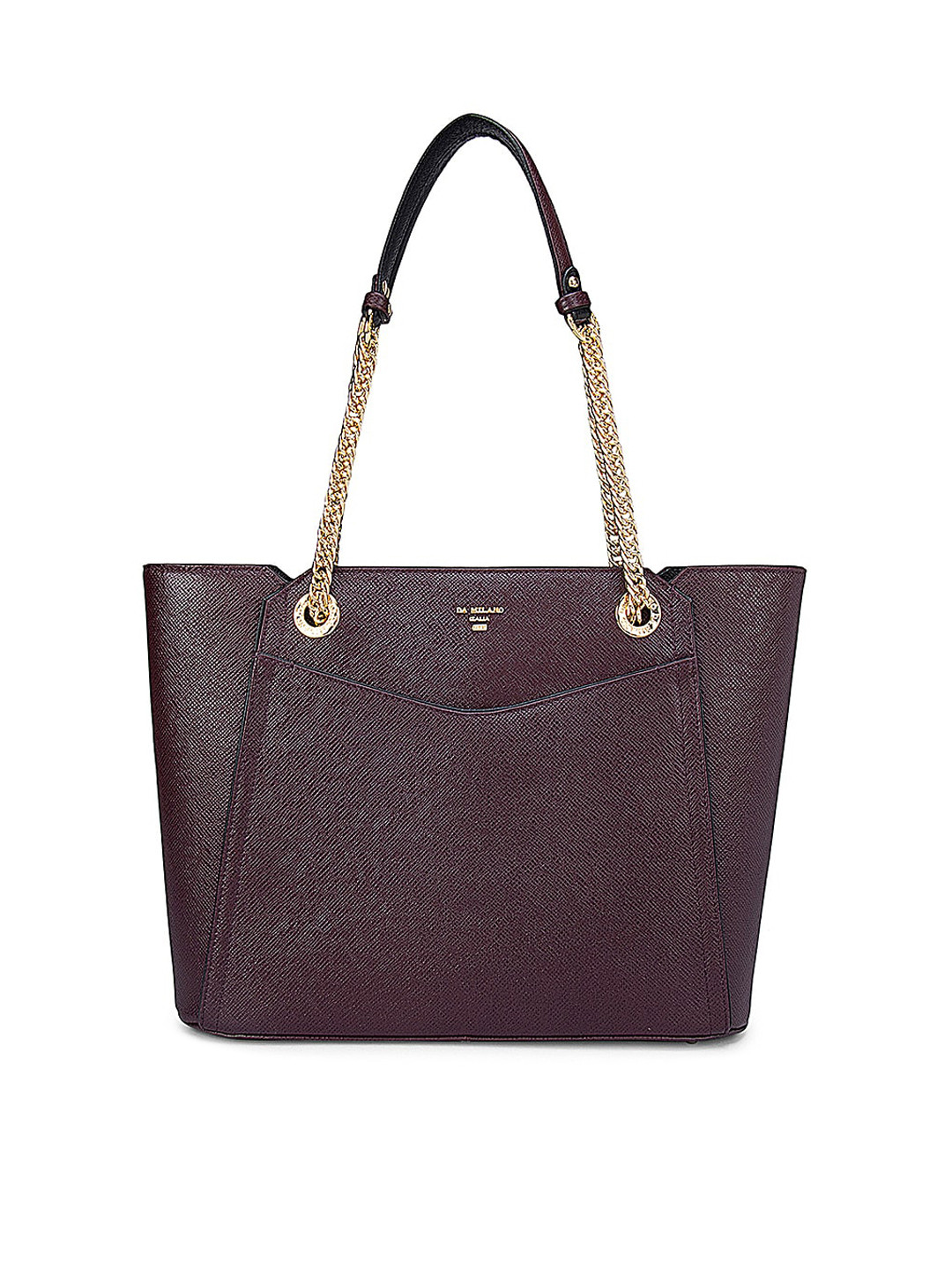 

Da Milano Burgundy Textured Leather Structured Shoulder Bag