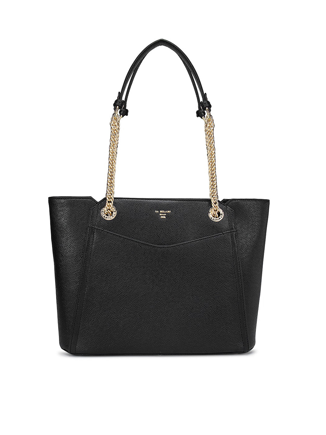 

Da Milano Black Textured Leather Structured Shoulder Bag