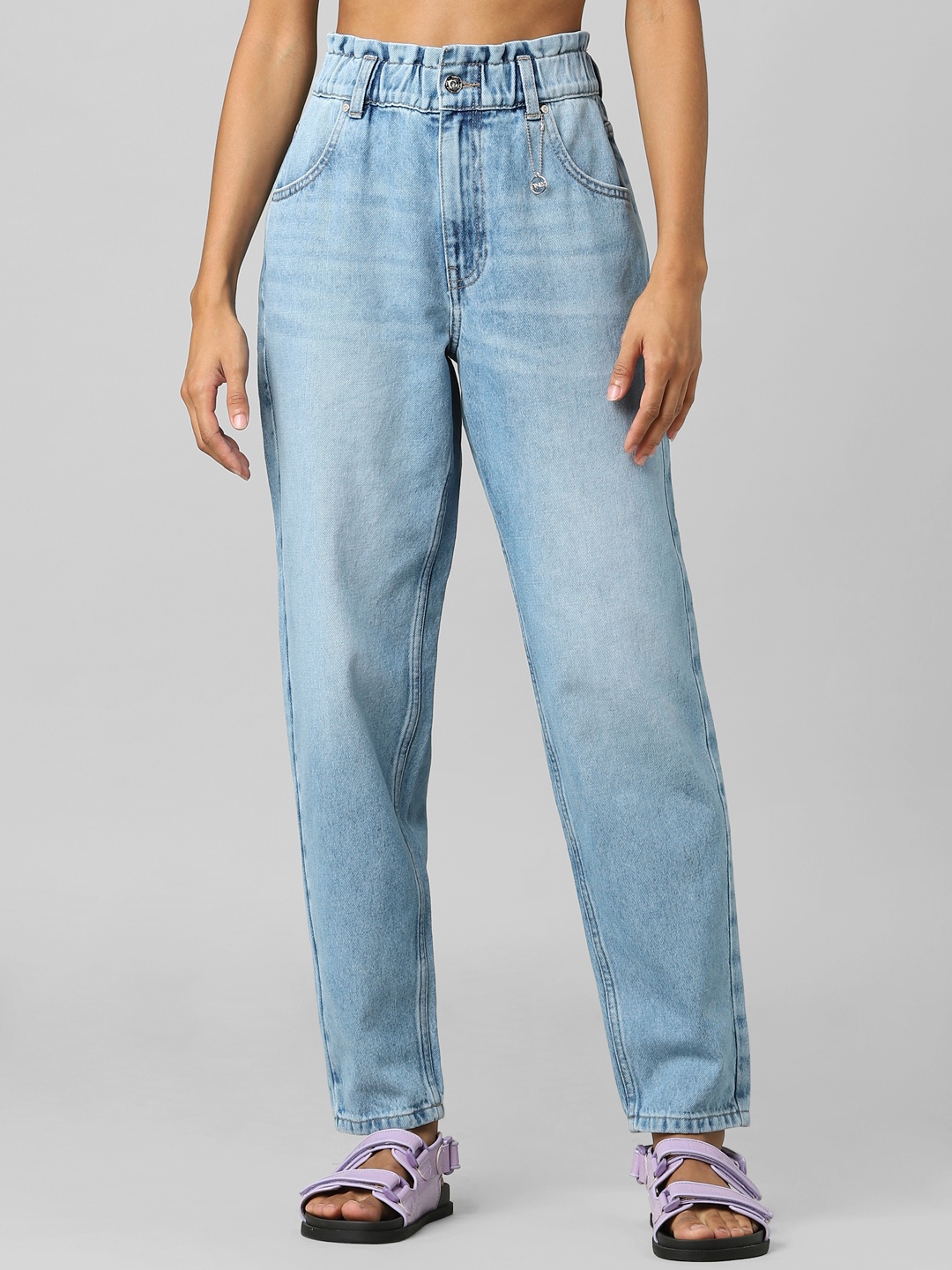 

ONLY Women Blue Straight Fit High-Rise Light Fade Jeans