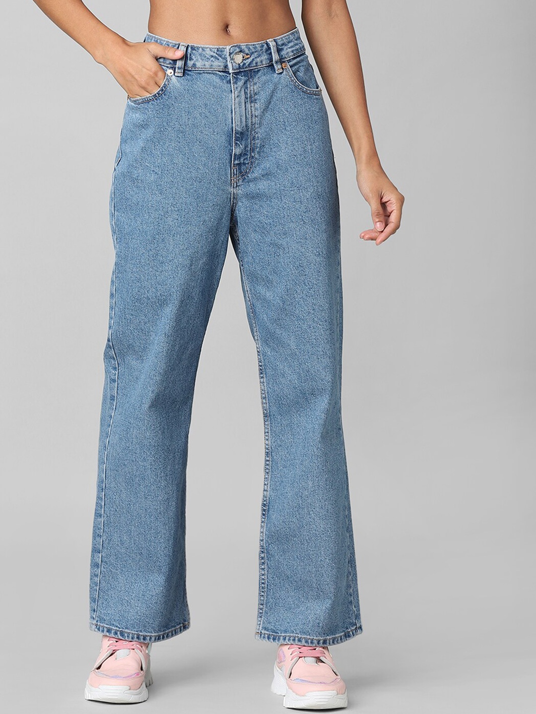 

ONLY Women Blue Straight Fit High-Rise Jeans