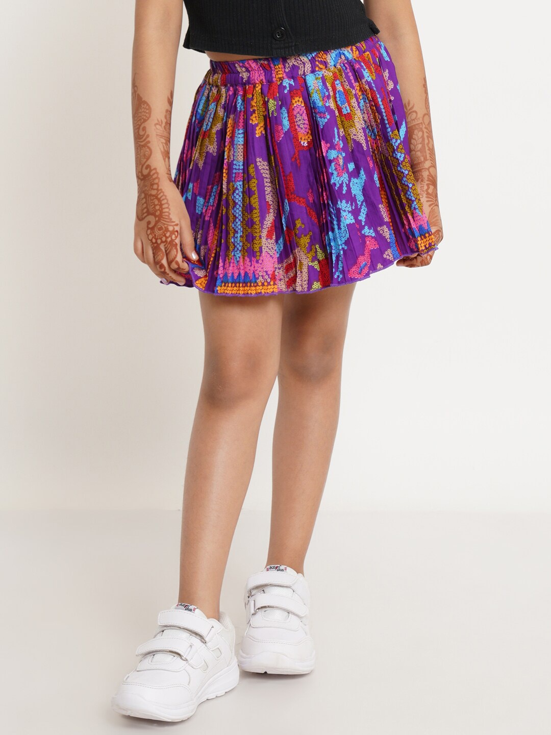 

Creative Kids Girls Purple Printed Flared Mini Skirts