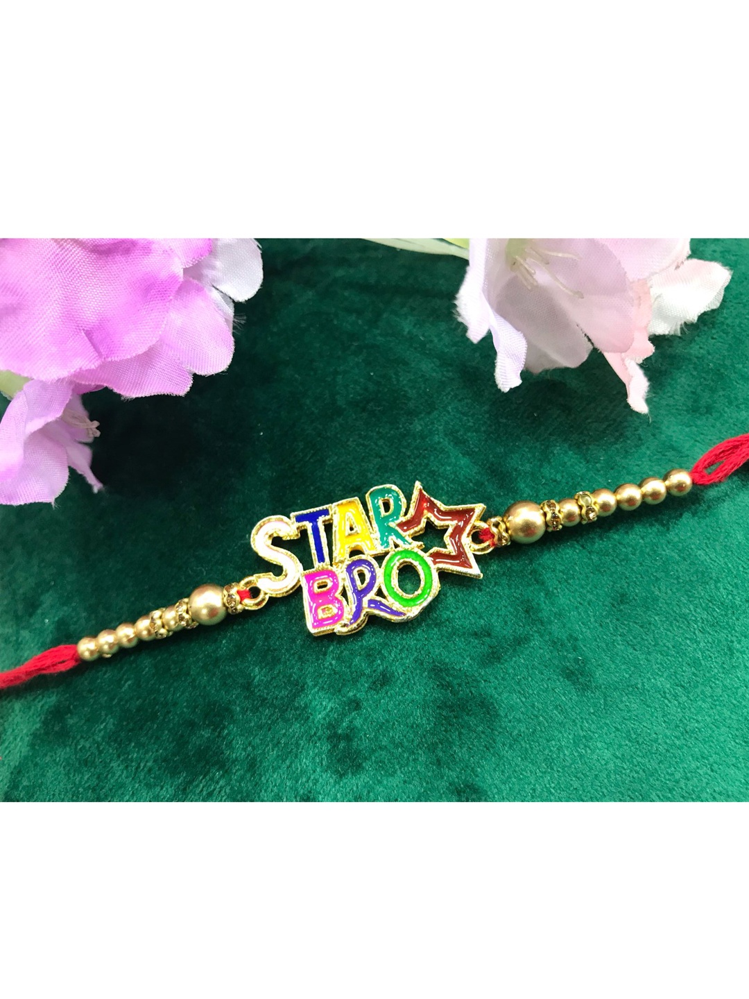 

MORKANTH JEWELLERY Men Gold-Toned & Red Handcrafted Rakhi